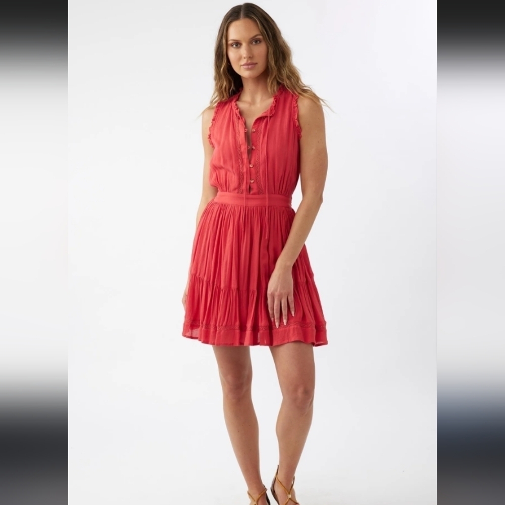 O’Neill Edie babydoll boho coral orange red vacation Dress Junior Sz XL